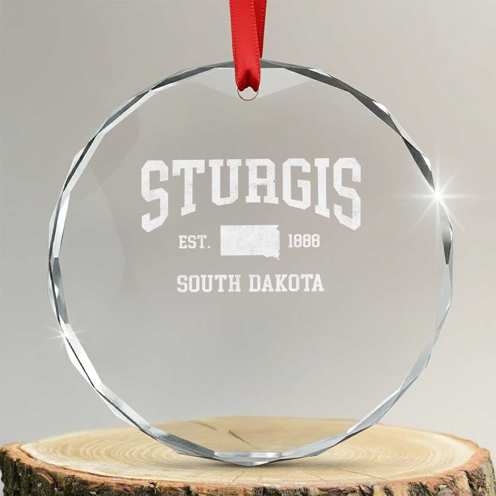 Sturgis South Dakota Est 1888 Crystal Glass Ornament Vintage SD State Map Pride TS11 Transparent Glass 3'' Circle Print Your Wear