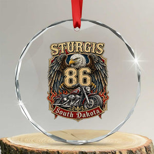 Sturgis South Dakota Motorcycle Lover Eagle 86th Anniversary Crystal Glass Ornament