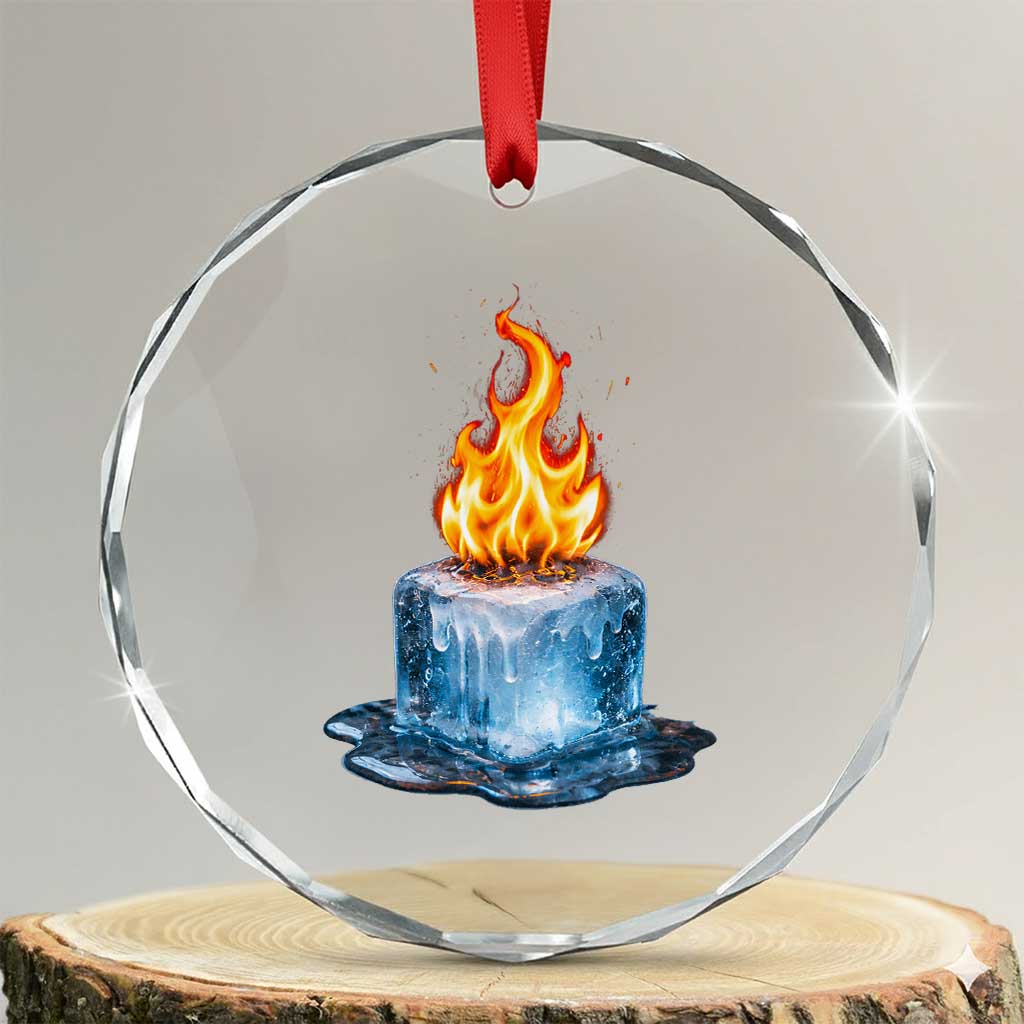 Subtle Anti Ice Crystal Glass Ornament Ice Melting Satire Political Humor TS10 Transparent Glass 3'' Circle Print Your Wear
