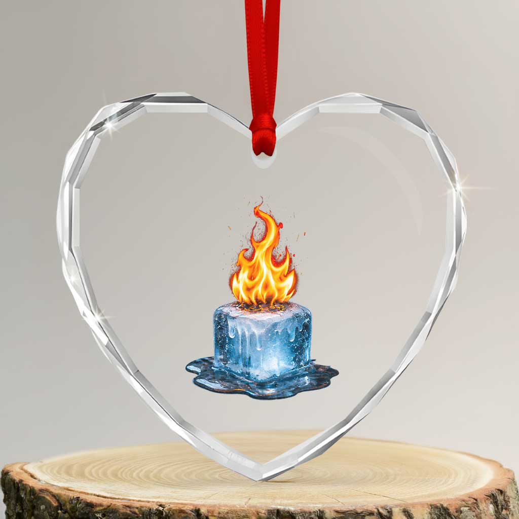 Subtle Anti Ice Heart Crystal Glass Ornament Ice Melting Satire Political Humor TS10 Transparent Glass 3'' Heart Print Your Wear