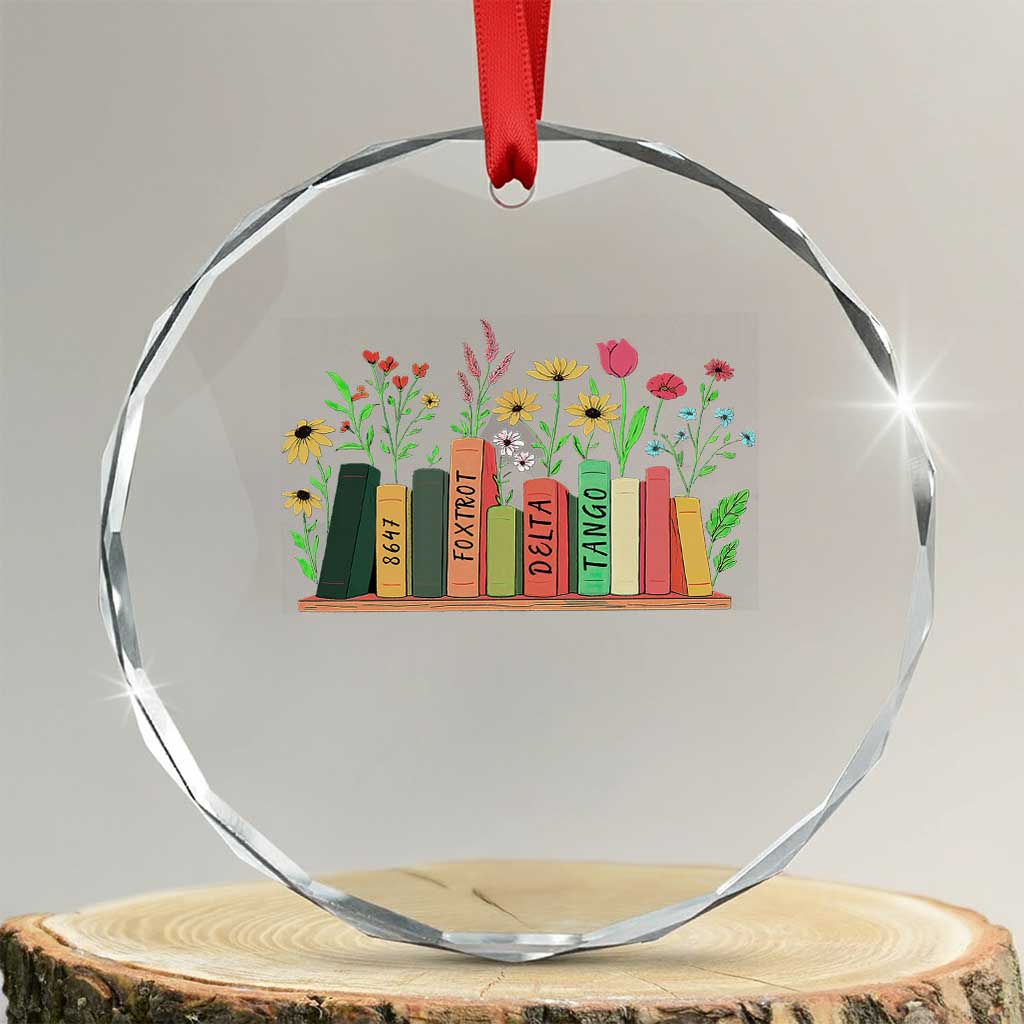 Subtle FDT 8647 Crystal Glass Ornament Foxtrots Deltas Tangos Book Lovers Flower TS02 Transparent Glass 3'' Circle Print Your Wear