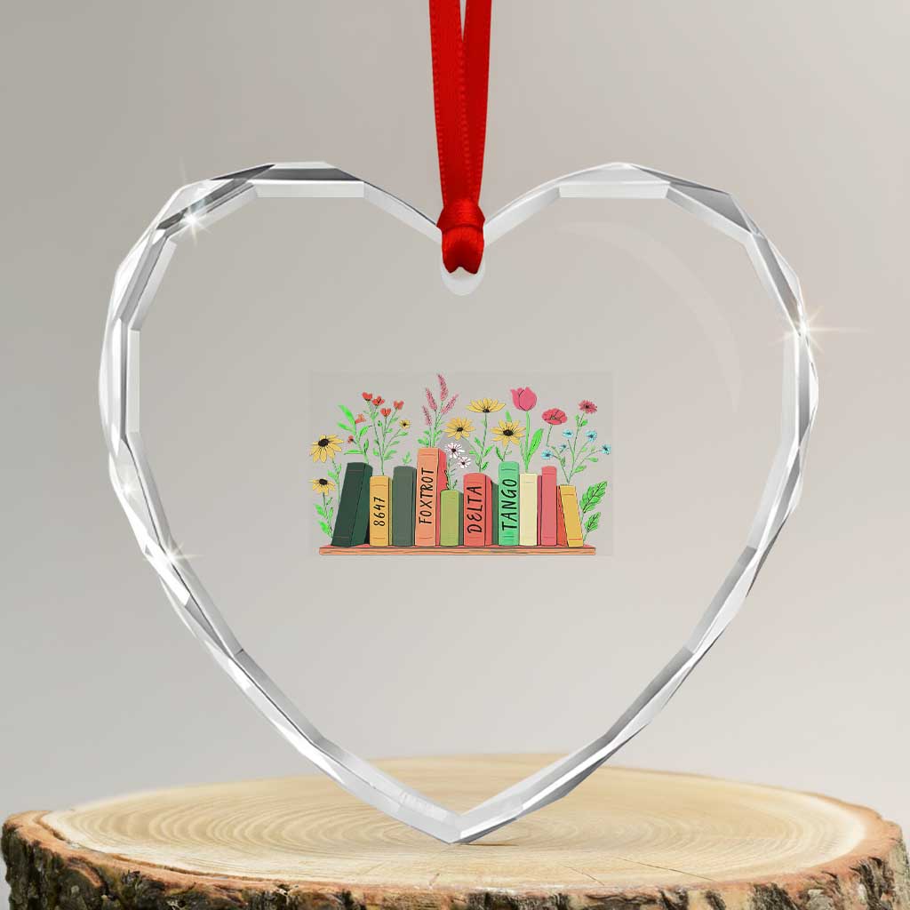 Subtle FDT 8647 Heart Crystal Glass Ornament Foxtrots Deltas Tangos Book Lovers Flower TS02 Transparent Glass 3'' Heart Print Your Wear