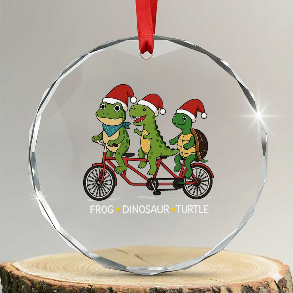 Subtle FDT Christmas Crystal Glass Ornament Frog Dinosaur Turtle Political Satire TS10 Transparent Glass 3'' Circle Print Your Wear