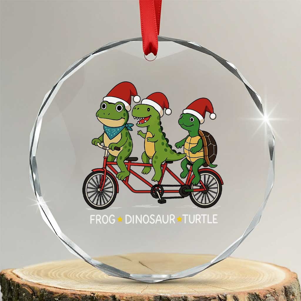 Subtle FDT Christmas Crystal Glass Ornament Frog Dinosaur Turtle Political Satire TS10 Transparent Glass 3'' Circle Print Your Wear
