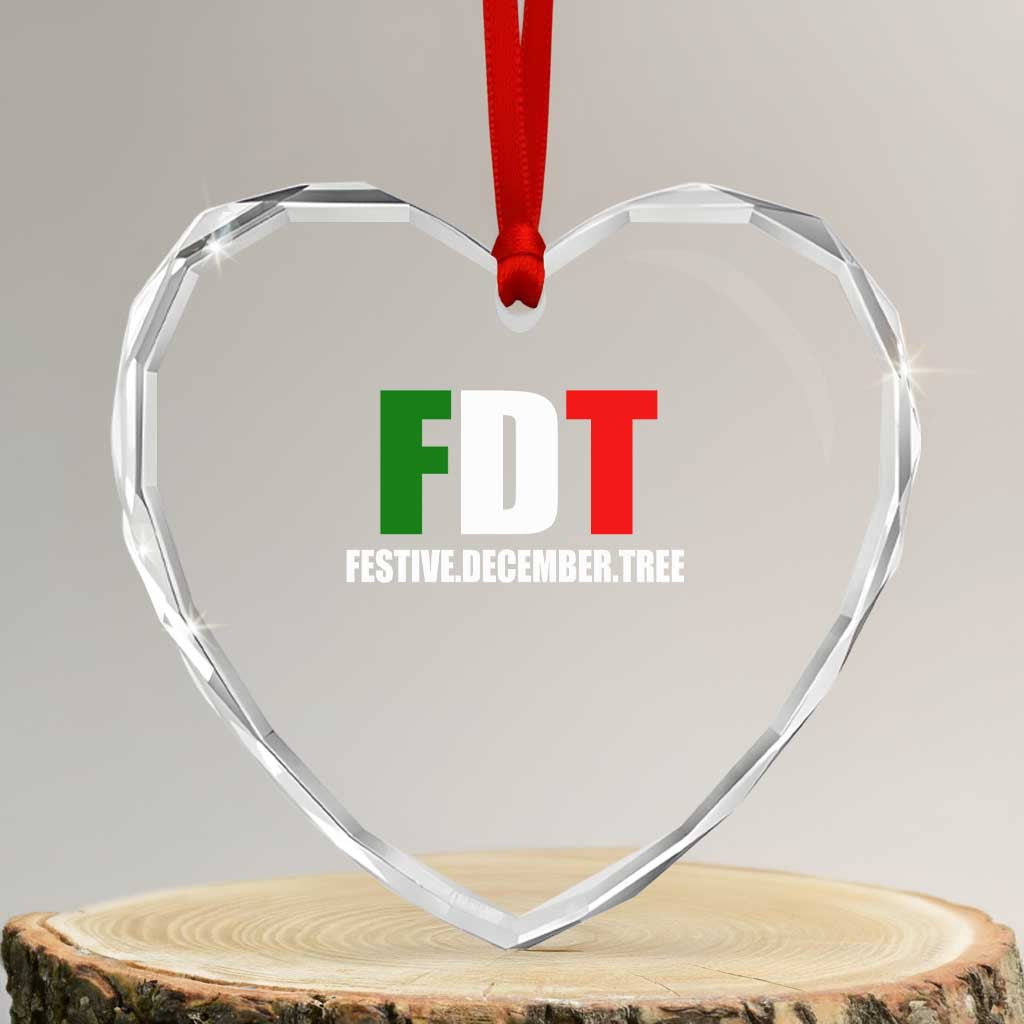 Subtle FDT Christmas Heart Crystal Glass Ornament Hidden Message Funny Festive December Tree TS10 Transparent Glass 3'' Heart Print Your Wear