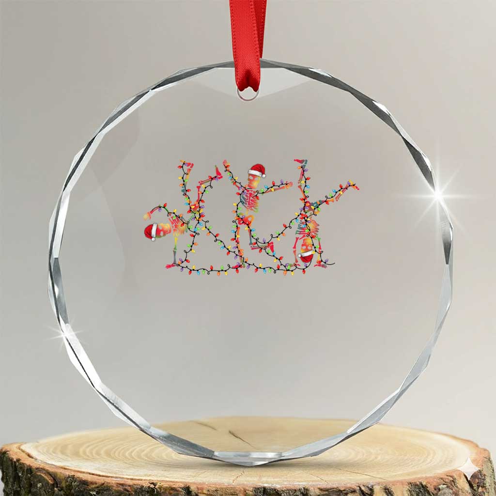 Subtle FDT Christmas Skeleton Crystal Glass Ornament Hidden Message Funny Political Satire Dancing Skeletons TS10 Transparent Glass 3'' Circle Print Your Wear