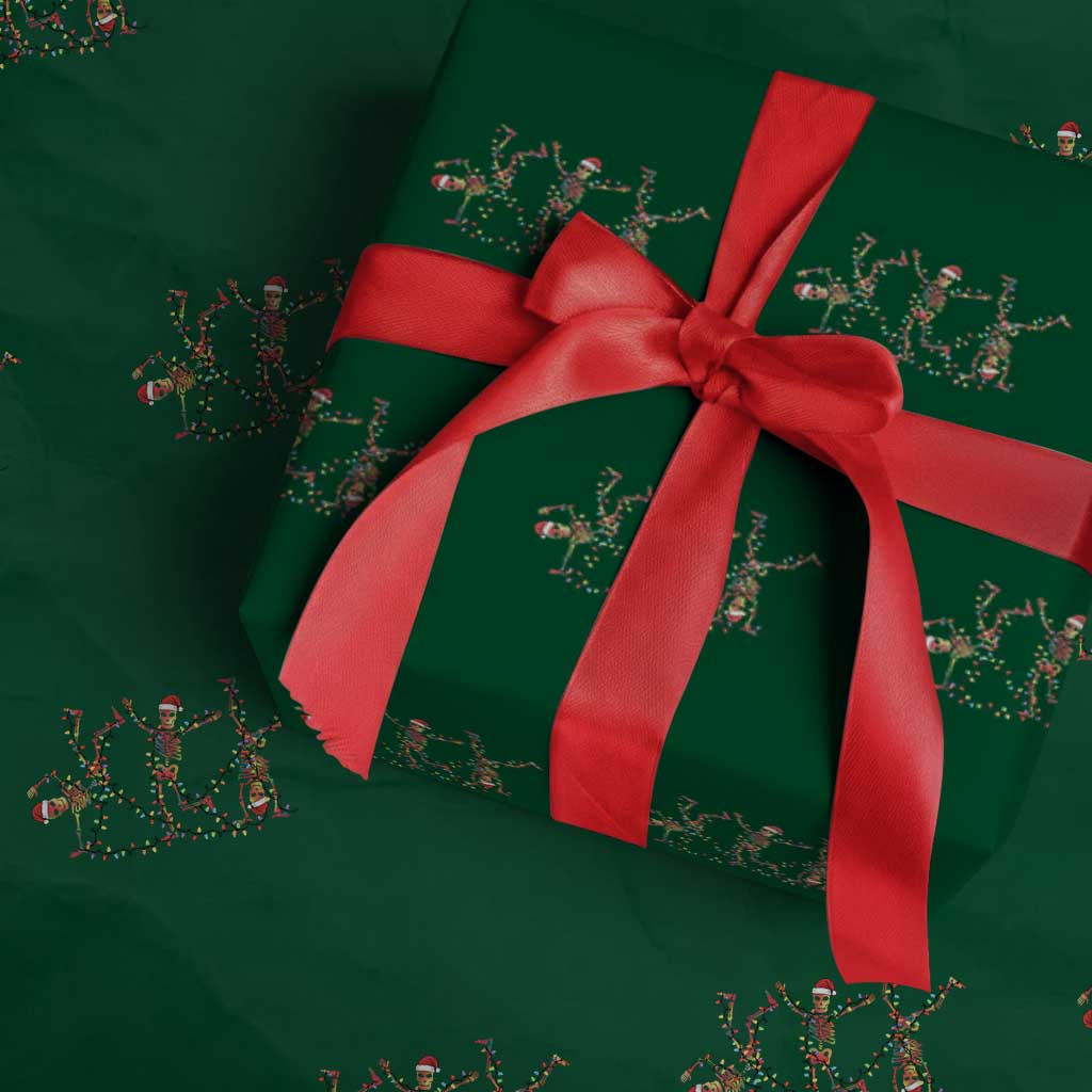 Subtle FDT Christmas Skeleton Wrapping Paper Roll Hidden Message Funny Political Satire Dancing Skeletons TS10 Green Print Your Wear