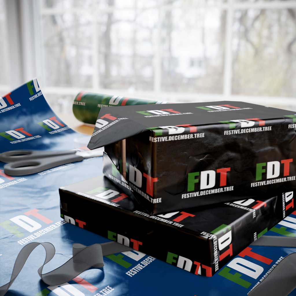 Subtle FDT Christmas Wrapping Paper Roll Hidden Message Funny Festive December Tree TS10 Black Print Your Wear