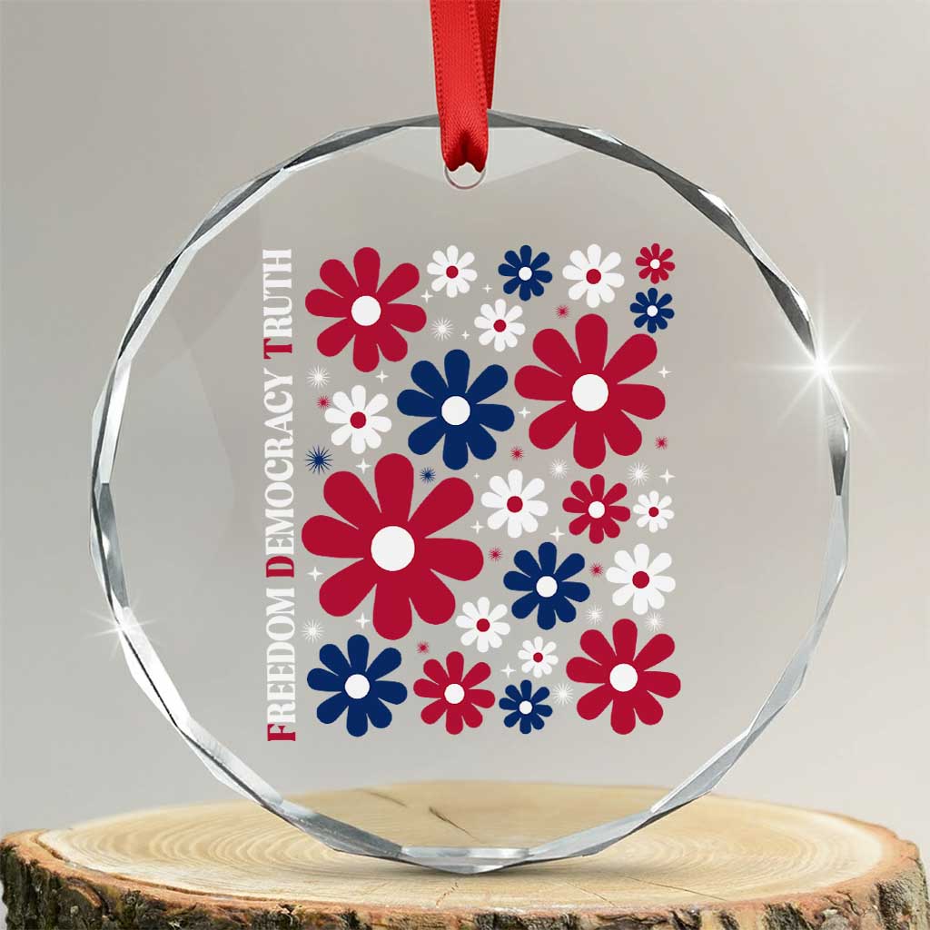 Subtle FDT Crystal Glass Ornament Boho Floral Red White Blue Social Justice TS10 Transparent Glass 3'' Circle Print Your Wear