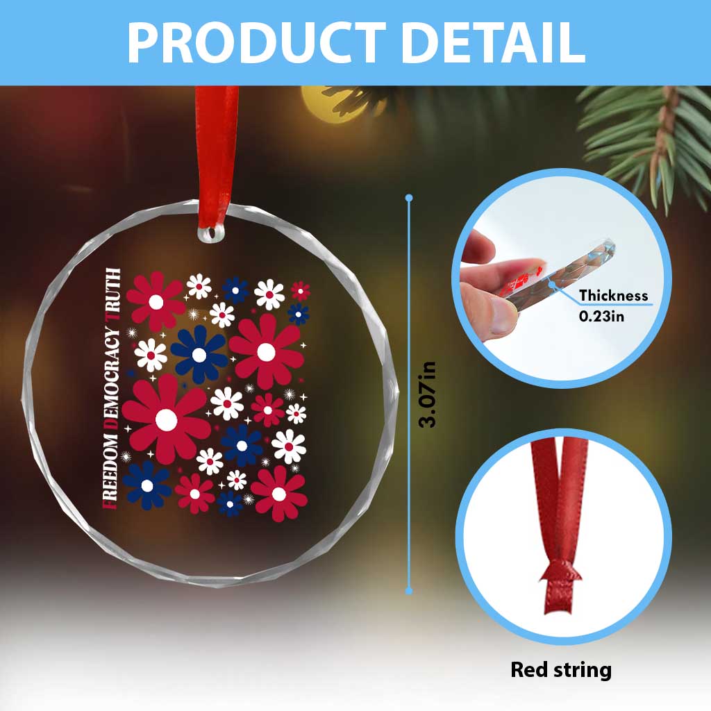 Subtle FDT Crystal Glass Ornament Boho Floral Red White Blue Social Justice TS10 Print Your Wear