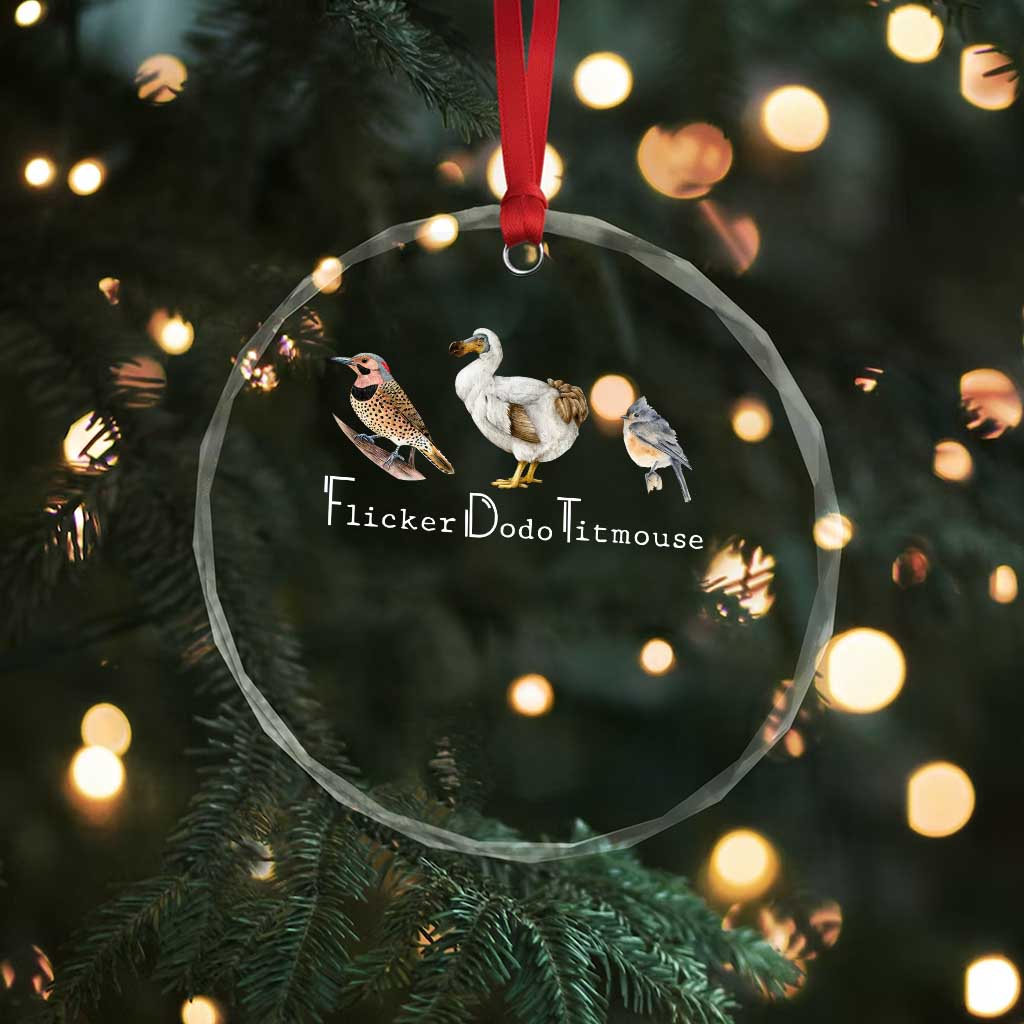 Subtle FDT Crystal Glass Ornament Flicker Dodo Titmouse Bird TS10 Print Your Wear
