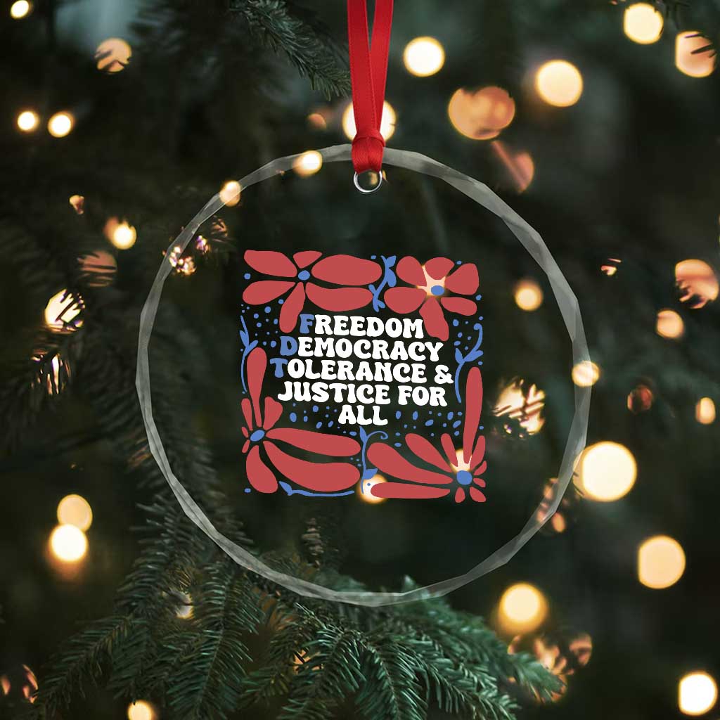 Subtle FDT Crystal Glass Ornament Freedom Democracy Tolerence and Justice For All TS02 Print Your Wear
