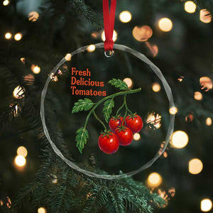 Subtle FDT Crystal Glass Ornament Fresh Delicious Tomatoes Retro Tomato Vine Graphic Political Humor TS10 Print Your Wear