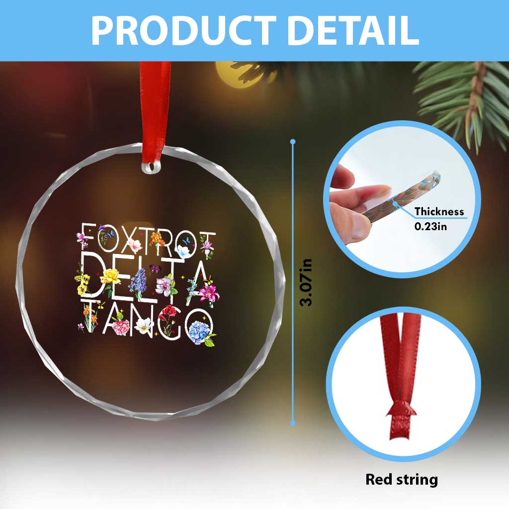 Subtle FDT Floral Crystal Glass Ornament Foxtrot Delta Tango Flower Resist TS10 Print Your Wear