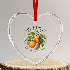 Subtle FDT Heart Crystal Glass Ornament Dont Speak Orange Graphic Retro Vintage