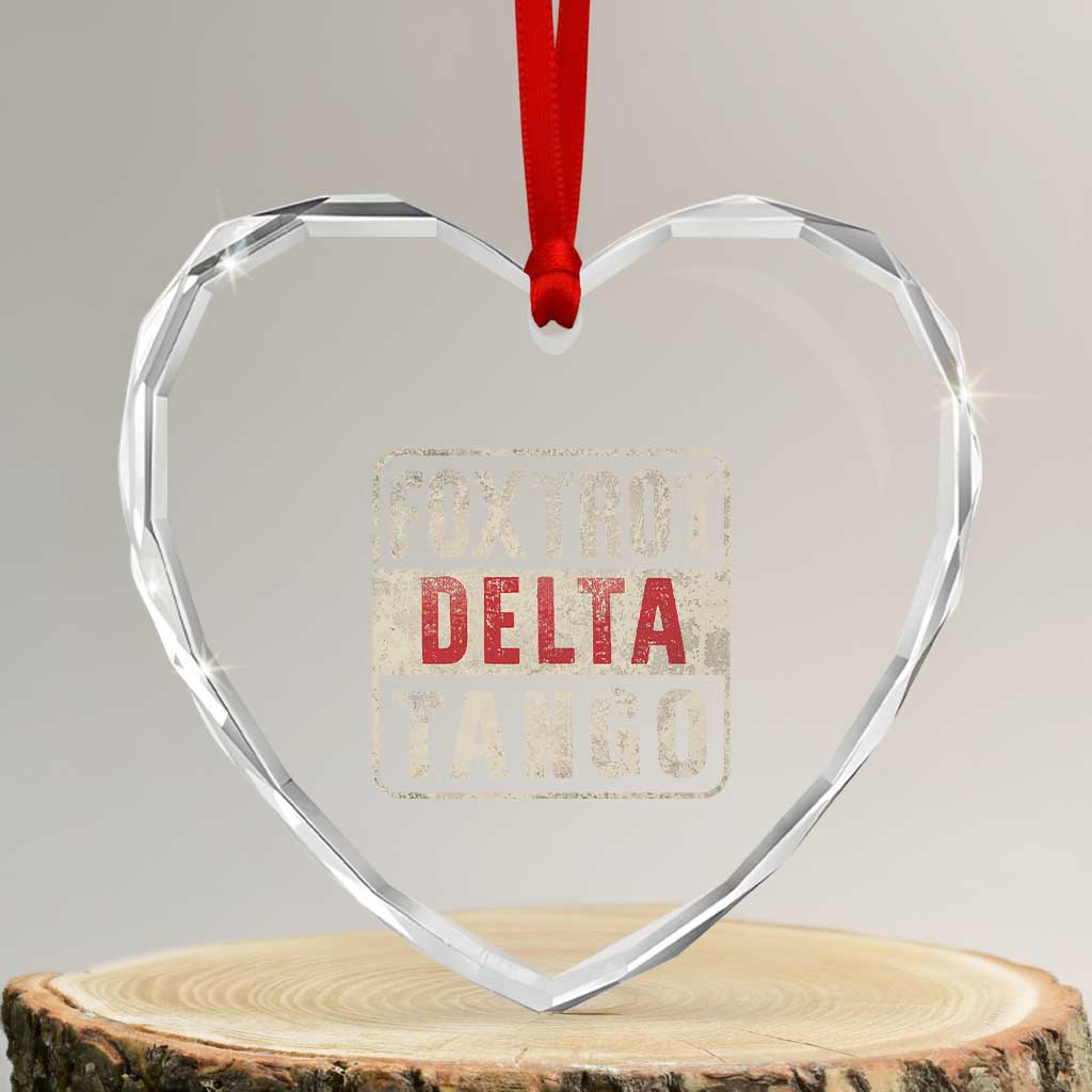 Subtle FDT Heart Crystal Glass Ornament Foxtrots Delta Tangos TS10 Transparent Glass 3'' Heart Print Your Wear
