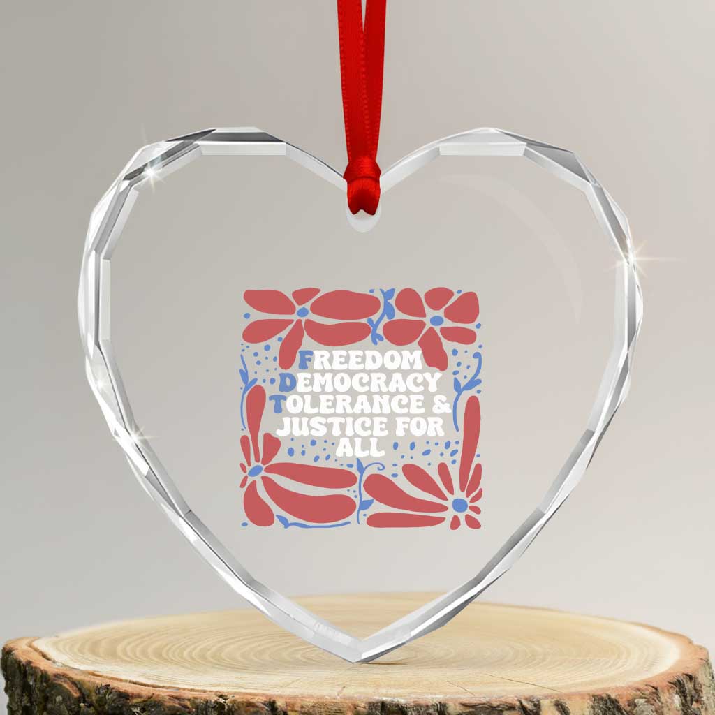 Subtle FDT Heart Crystal Glass Ornament Freedom Democracy Tolerence and Justice For All TS02 Transparent Glass 3'' Heart Print Your Wear