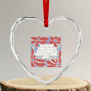 Subtle FDT Heart Crystal Glass Ornament Freedom Democracy Tolerence and Justice For All TS02 Transparent Glass 3'' Heart Print Your Wear