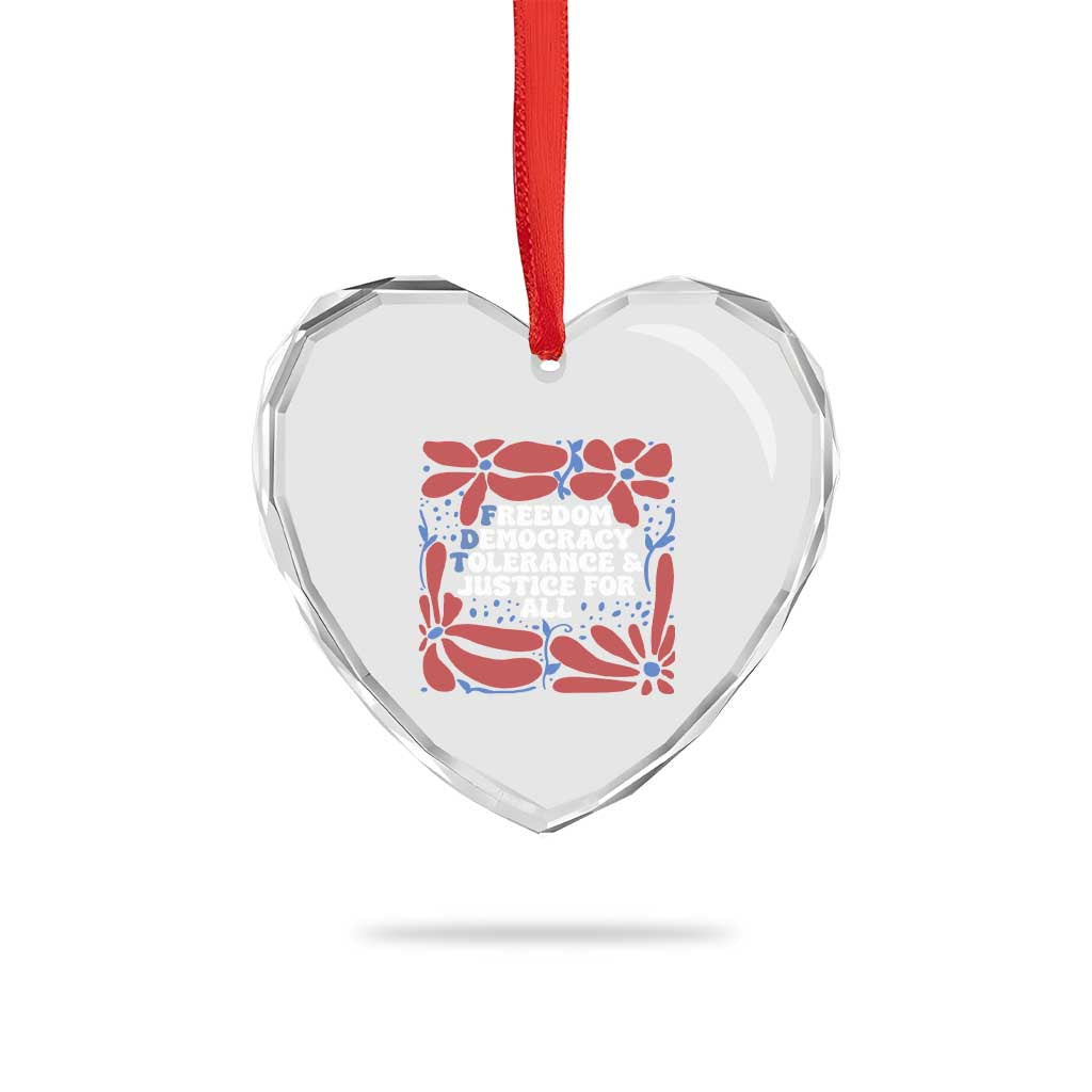 Subtle FDT Heart Crystal Glass Ornament Freedom Democracy Tolerence and Justice For All TS02 Print Your Wear