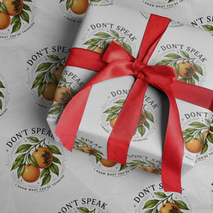 Subtle FDT Wrapping Paper Roll Dont Speak Orange Graphic Retro Vintage