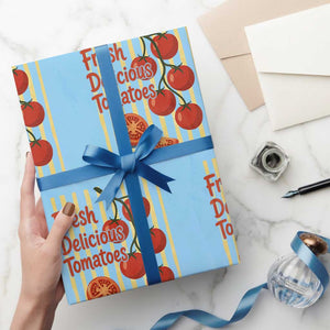 Subtle FDT Wrapping Paper Roll Fresh Delicious Tomatoes Striped Retro Vintage 80s Subtle FDT