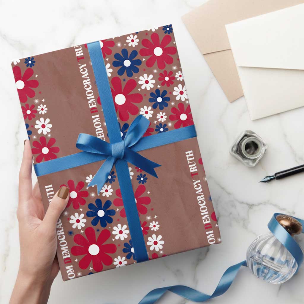 Subtle FDT Wrapping Paper Roll Boho Floral Red White Blue Social Justice TS10 Mocha Print Your Wear