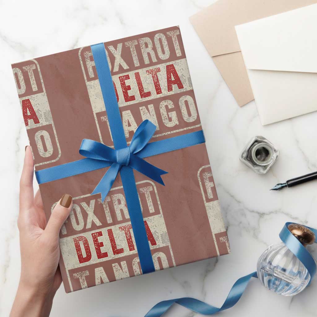 Subtle FDT Wrapping Paper Roll Foxtrots Delta Tangos TS10 Mocha Print Your Wear