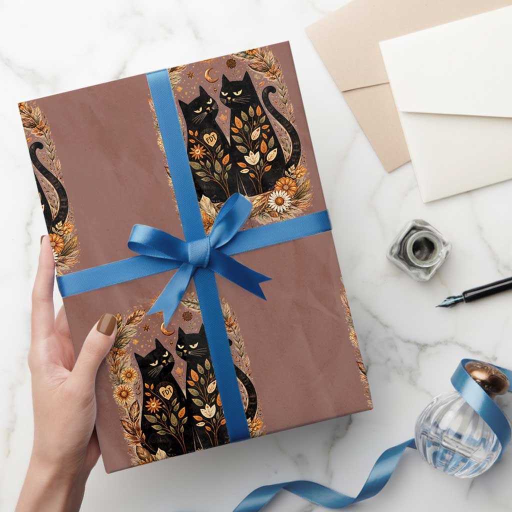 Subtle FDT Wrapping Paper Roll Vintage Flower Black Cat Social Activist TS10 Mocha Print Your Wear