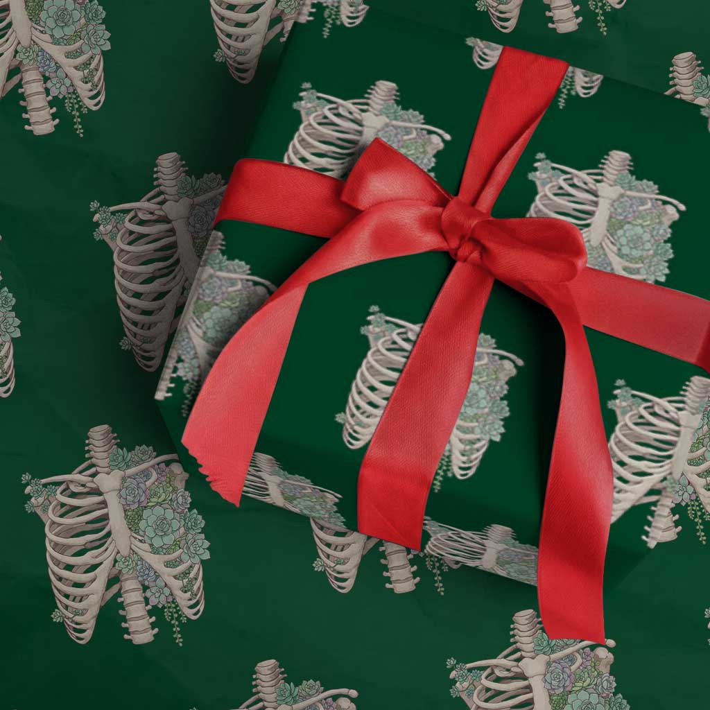 Succulent Body Skeleton Wrapping Paper Roll Creepy Plant Lover Gift TS12 Green Print Your Wear