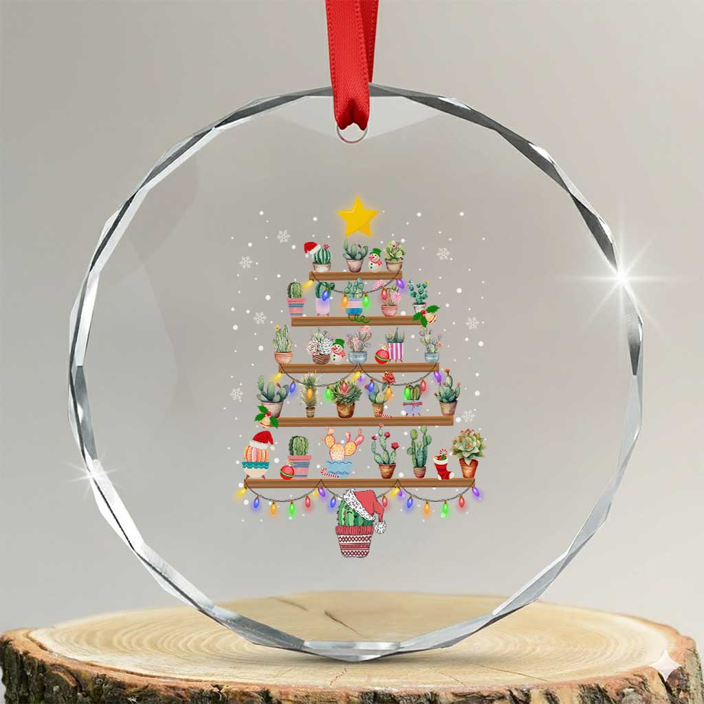 Succulent Xmas Tree Cactus Gardener Crystal Glass Ornament TS09 Transparent Glass 3'' Circle Print Your Wear