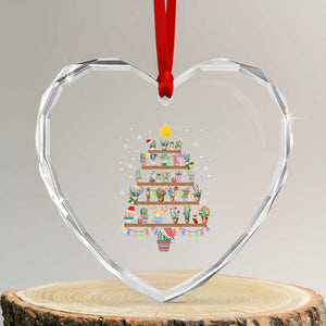 Succulent Xmas Tree Cactus Gardener Heart Crystal Glass Ornament TS09 Transparent Glass 3'' Heart Print Your Wear