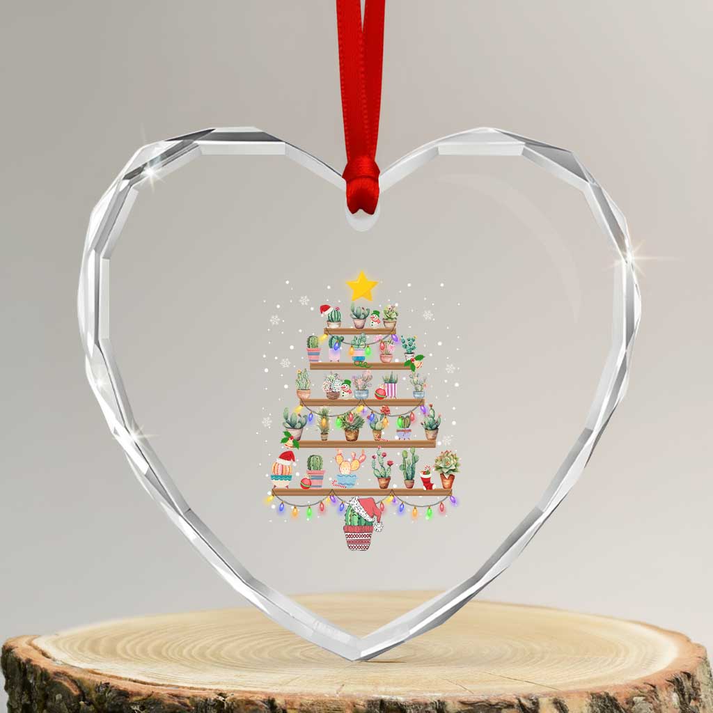Succulent Xmas Tree Cactus Gardener Heart Crystal Glass Ornament TS09 Transparent Glass 3'' Heart Print Your Wear