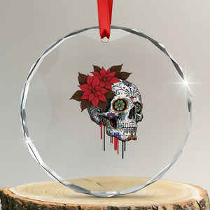 Sugar Skull Calavera Holiday Spirit Mistletoe Crystal Glass Ornament TS14 Transparent Glass 3'' Circle Print Your Wear