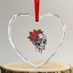 Sugar Skull Calavera Holiday Spirit Mistletoe Heart Crystal Glass Ornament TS14 Transparent Glass 3'' Heart Print Your Wear