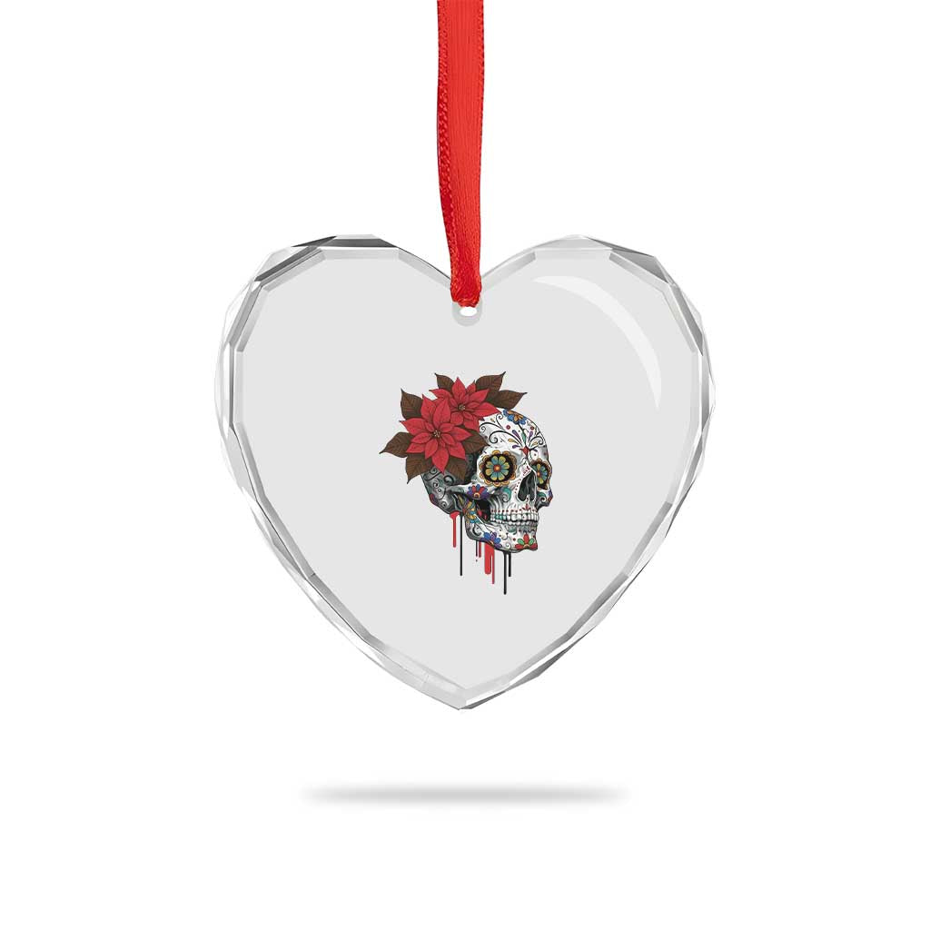 Sugar Skull Calavera Holiday Spirit Mistletoe Heart Crystal Glass Ornament TS14 Print Your Wear