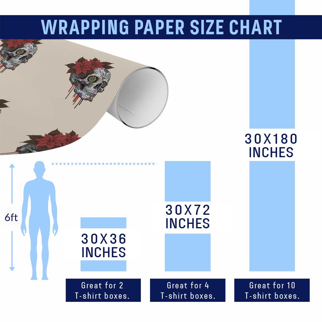 Sugar Skull Calavera Holiday Spirit Mistletoe Wrapping Paper Roll TS14 Print Your Wear