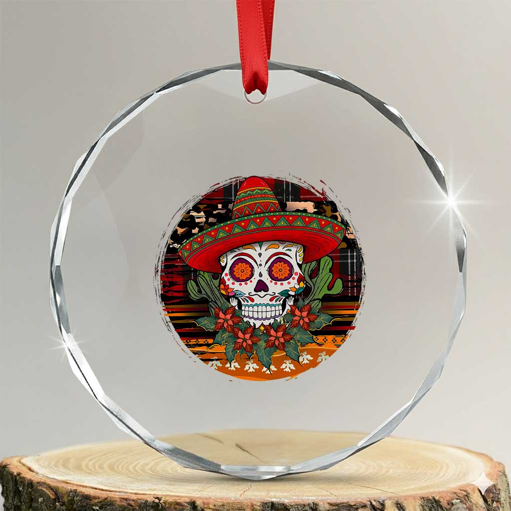 Sugar Skull Mexican Christmas Crystal Glass Ornament TS14 Transparent Glass 3'' Circle Print Your Wear