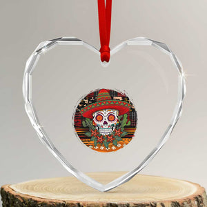 Sugar Skull Mexican Christmas Heart Crystal Glass Ornament TS14 Transparent Glass 3'' Heart Print Your Wear