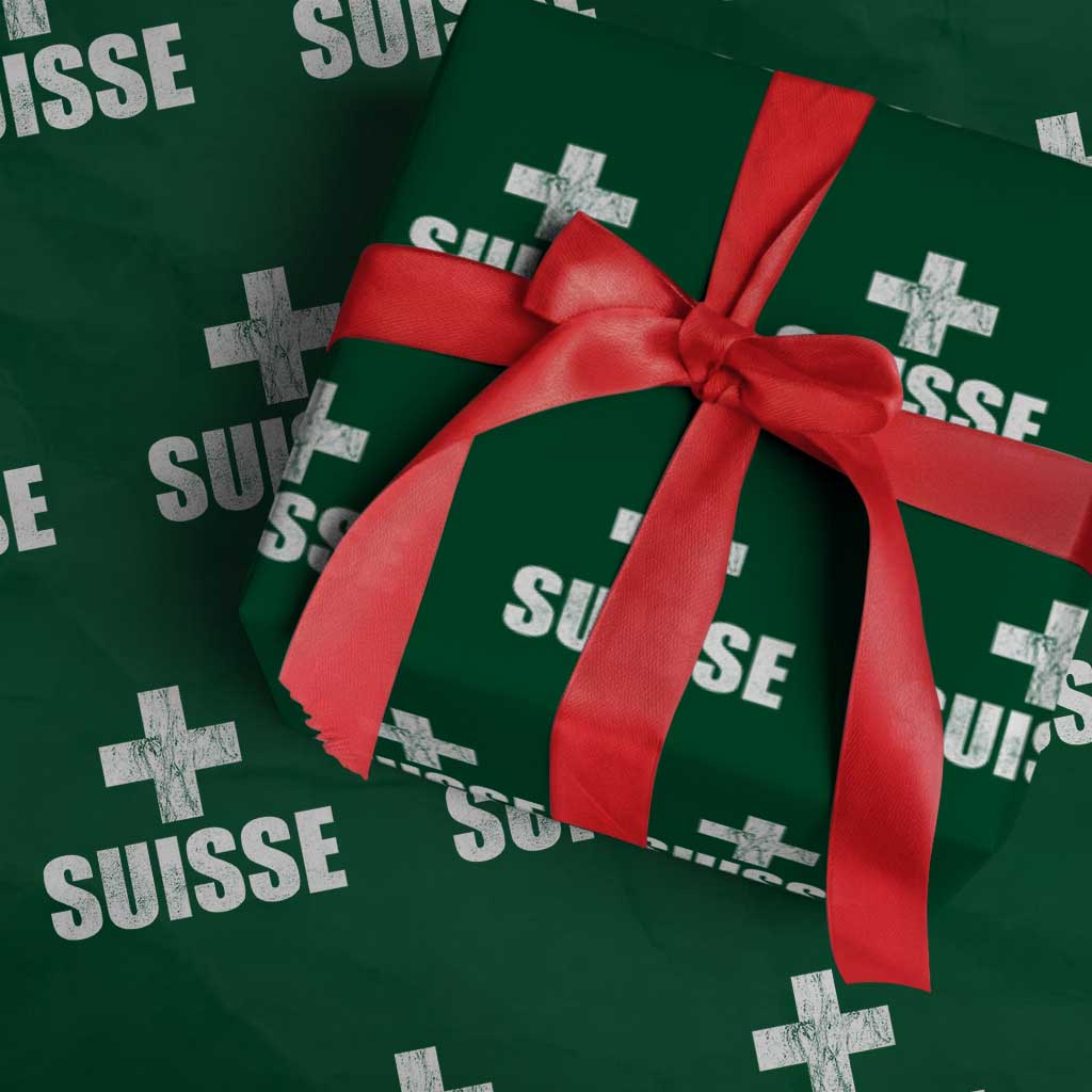 Suisse Swiss French Vintage Cross Flag Switzerland Roots Wrapping Paper Roll TS11 Green Print Your Wear