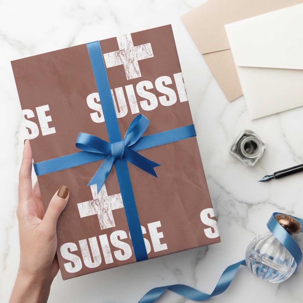 Suisse Swiss French Vintage Cross Flag Switzerland Roots Wrapping Paper Roll