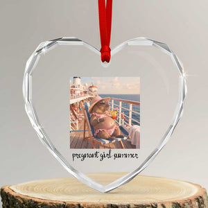 Summer Capybara Pregnancy Heart Crystal Glass Ornament Baby Announcement Gift