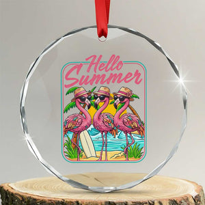 Summer Flamingo Pink Crystal Glass Ornament Tropical Palm Tree Beach Vacation TS14 Transparent Glass 3'' Circle Print Your Wear