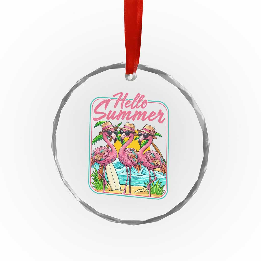Summer Flamingo Pink Crystal Glass Ornament Tropical Palm Tree Beach Vacation TS14 Print Your Wear