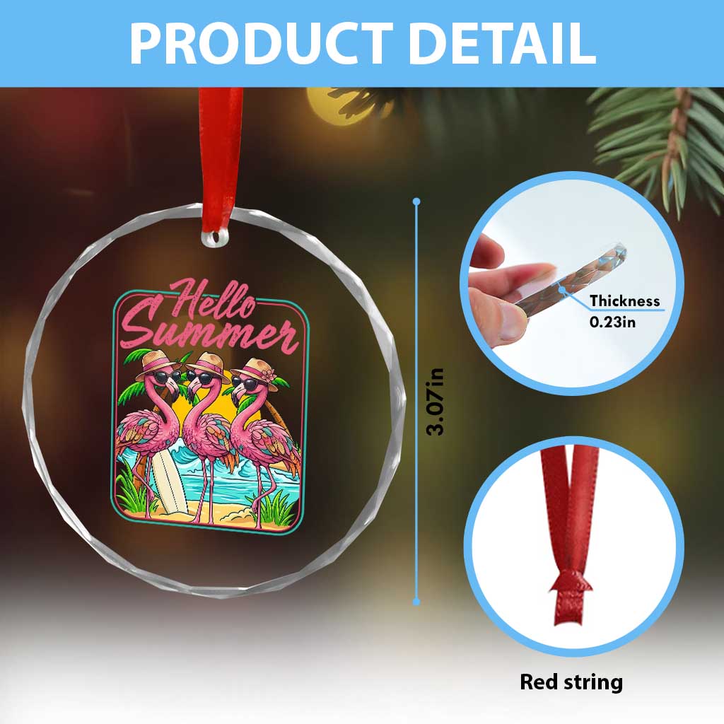Summer Flamingo Pink Crystal Glass Ornament Tropical Palm Tree Beach Vacation TS14 Print Your Wear