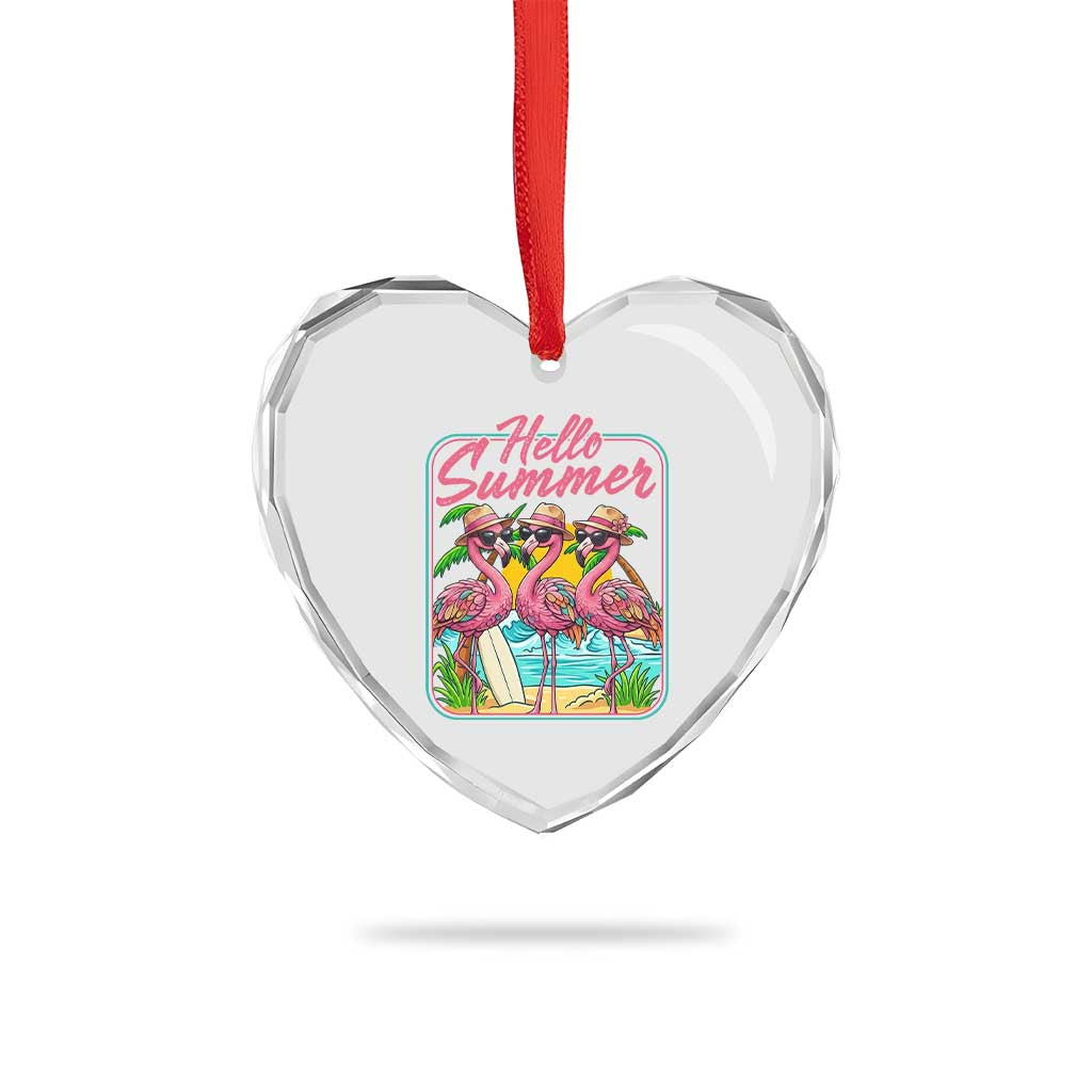 Summer Flamingo Pink Heart Crystal Glass Ornament Tropical Palm Tree Beach Vacation TS14 Print Your Wear