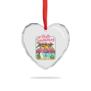 Summer Flamingo Pink Heart Crystal Glass Ornament Tropical Palm Tree Beach Vacation TS14 Print Your Wear