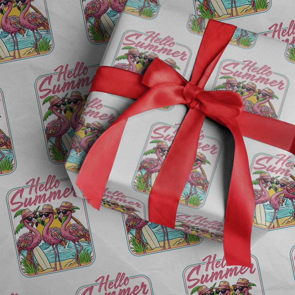 Summer Flamingo Pink Wrapping Paper Roll Tropical Palm Tree Beach Vacation TS14 White Print Your Wear