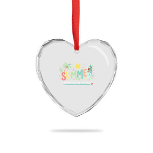 Summer Remembering My Why Heart Crystal Glass Ornament Cute Tropical Beach Palm Tree Surfboard Teacher Graphic
