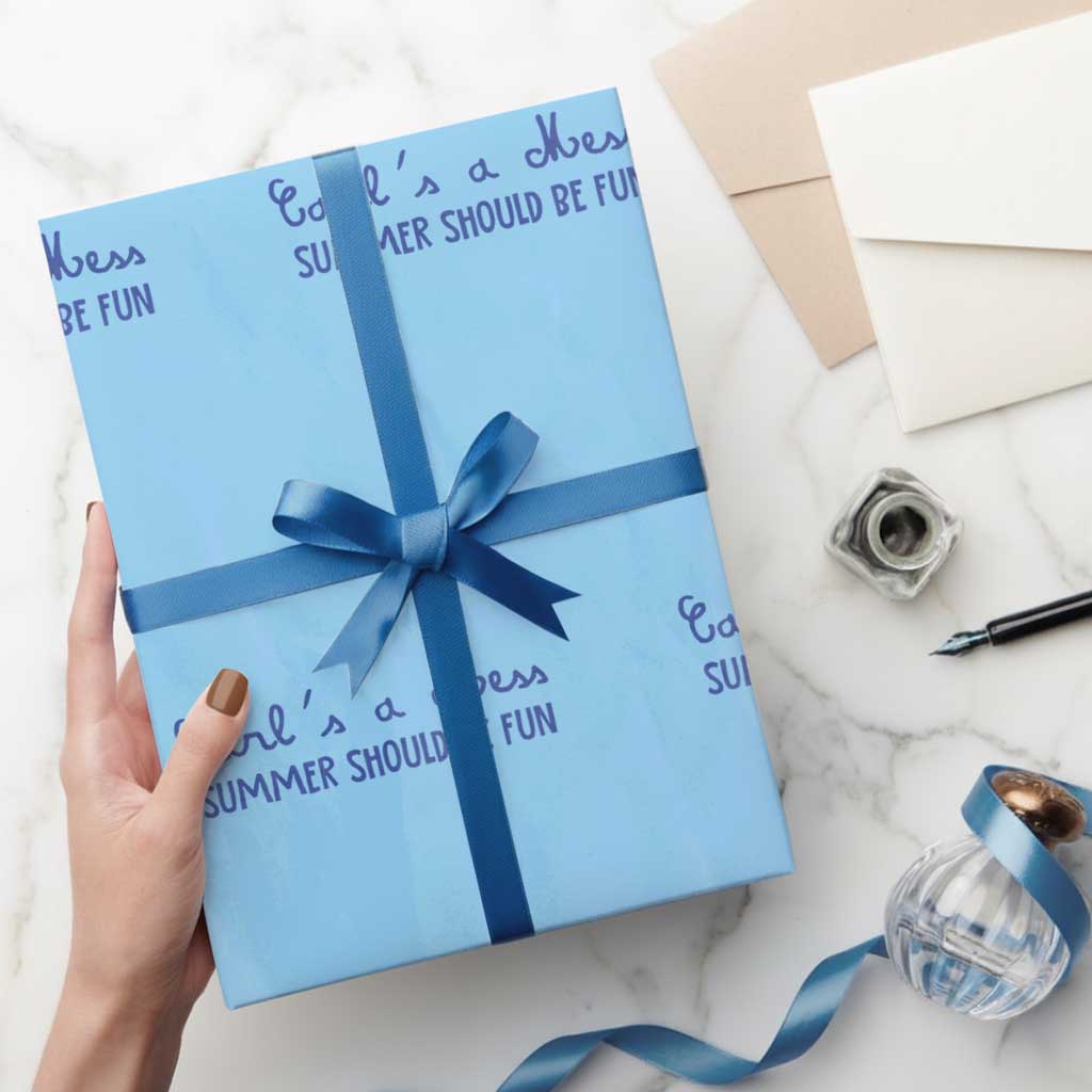 Summer Should be Fun Wrapping Paper Roll Funny Reality TV Carl's a Mess Meme TS14 Light Blue Print Your Wear