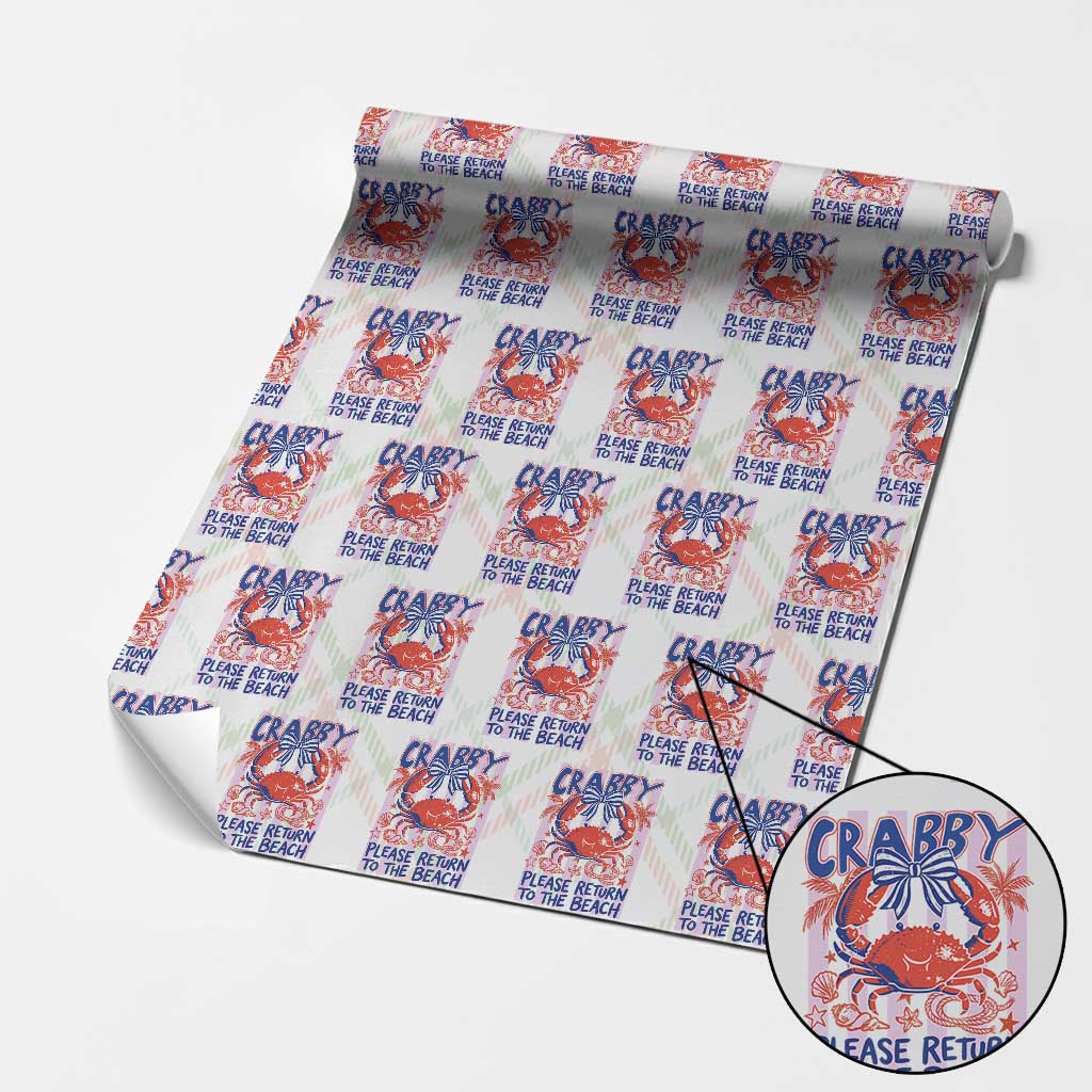 Summer Vacation Wrapping Paper Roll If Crabby Return To Beach Retro Graphic